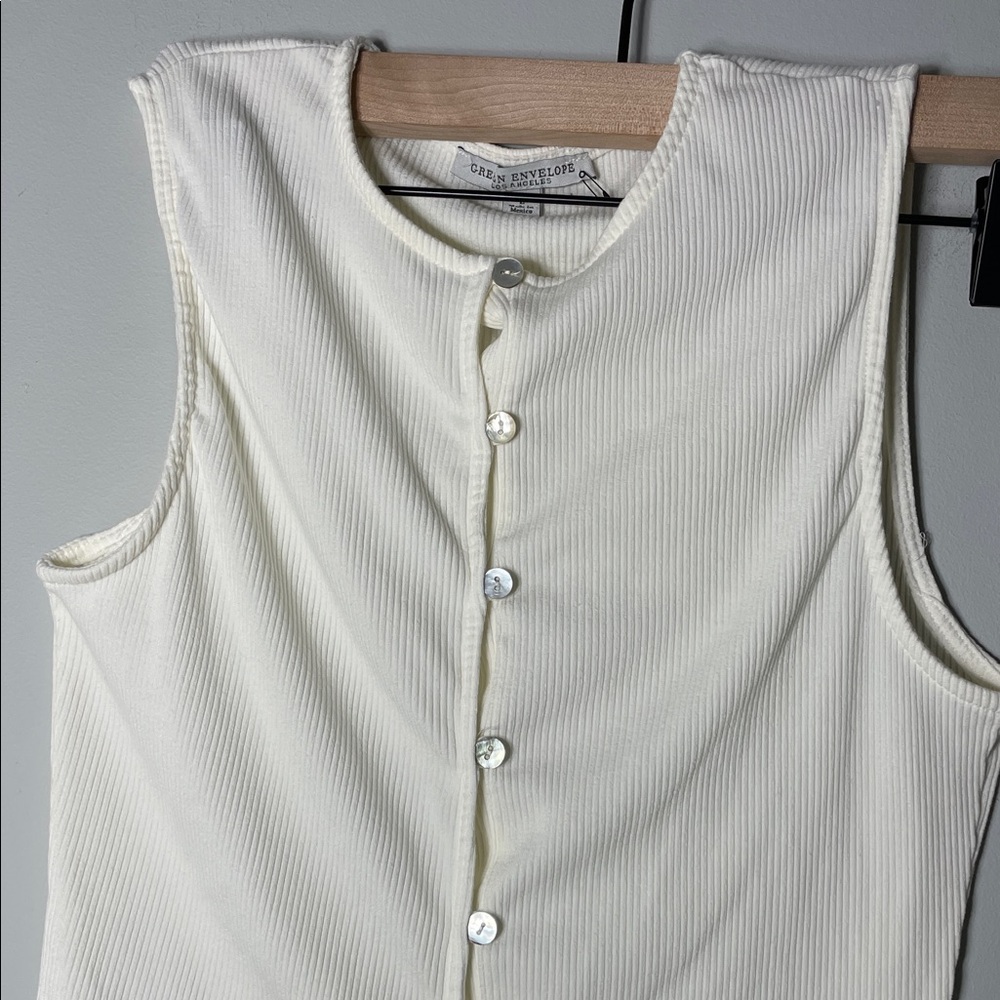Green Envelope Ribbed Cream Top - Picture 3 of 4